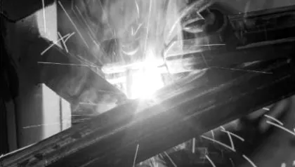 Welding and cutting operation, black and white
