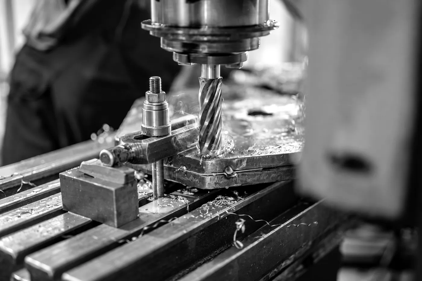 CNC machining centre working on a part